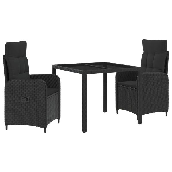 Комплект за хранене на открито 3 pcs Черно 90 x 90 x 75 cm