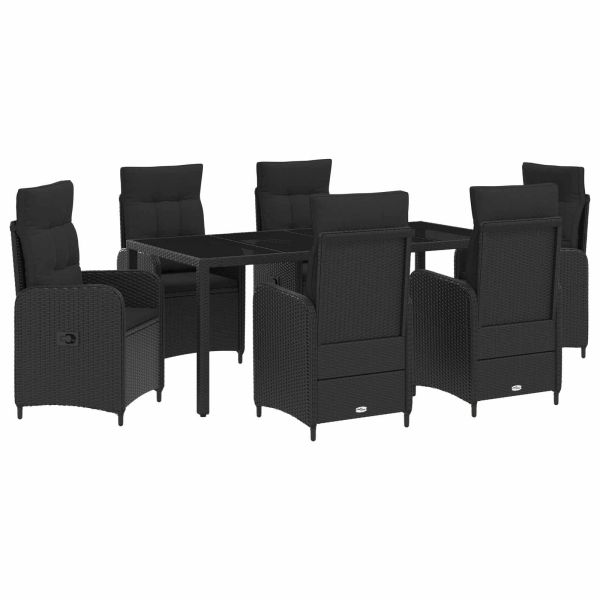 Комплект за хранене на открито 7 pcs Черно 190 x 90 x 75 cm