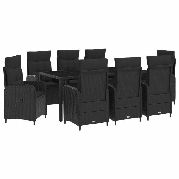 Комплект за хранене на открито 9 pcs Черно 190 x 90 x 75 cm