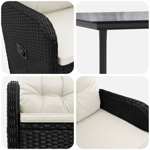 Комплект кафе маси 5 pcs PE ратан и стомана с прахово покритие