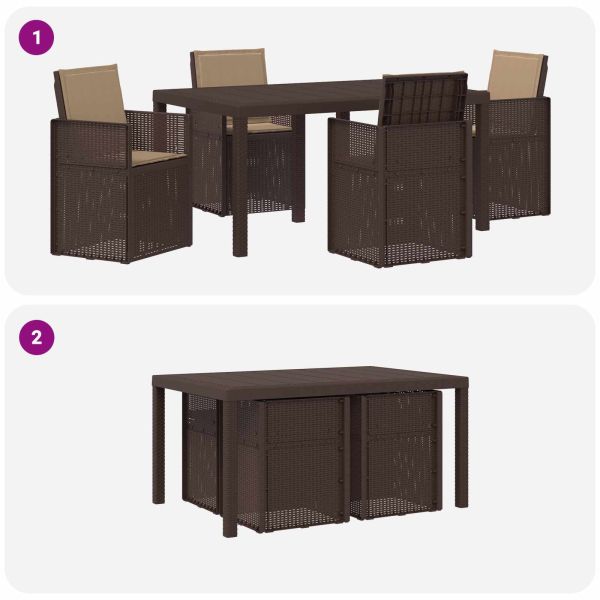 Комплект за хранене в градината 5 pcs Кафяво и таупе ПП