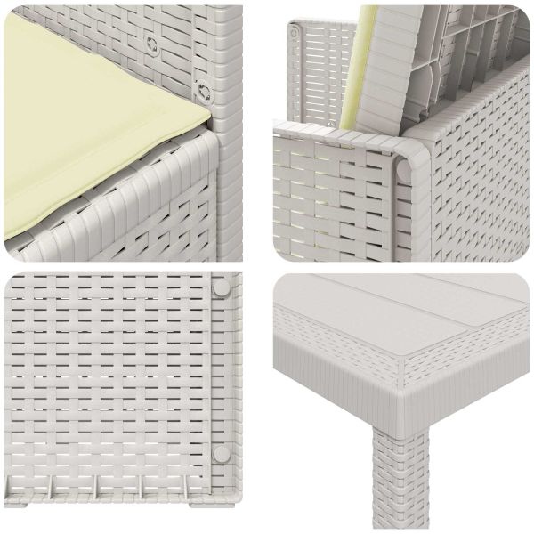 Комплект за хранене в градината 5 pcs Бяло и кремаво ПП