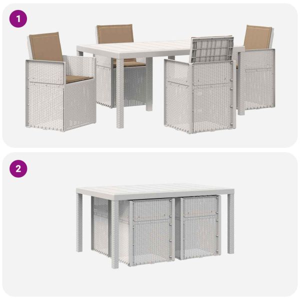 Комплект за хранене в градината 5 pcs Бяло и таупе ПП