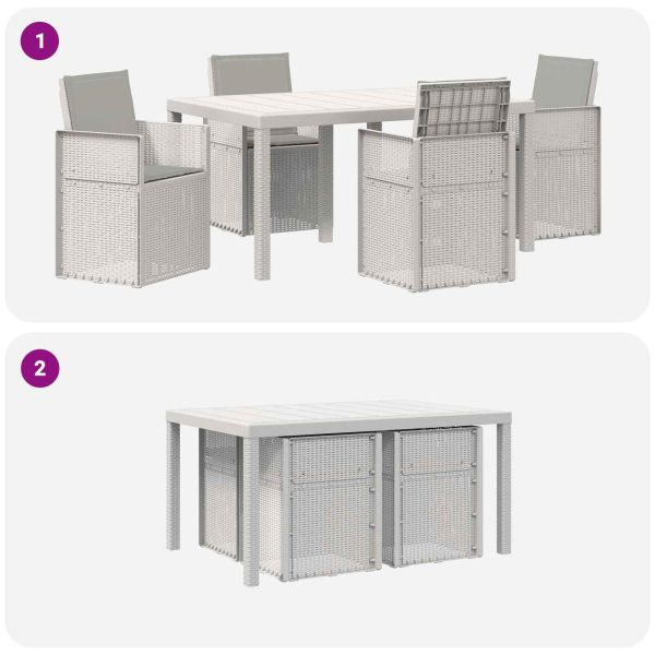 Комплект за хранене в градината 5 pcs Бяло и светлосиво ПП