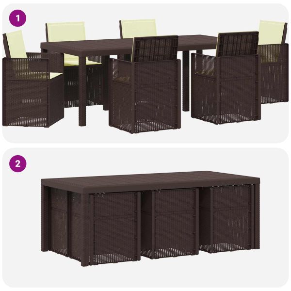 Комплект за хранене в градината 7 pcs Кафяво и кремаво ПП