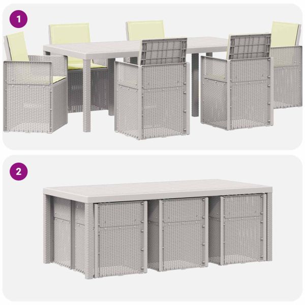 Комплект за хранене в градината 7 pcs Бяло и кремаво ПП