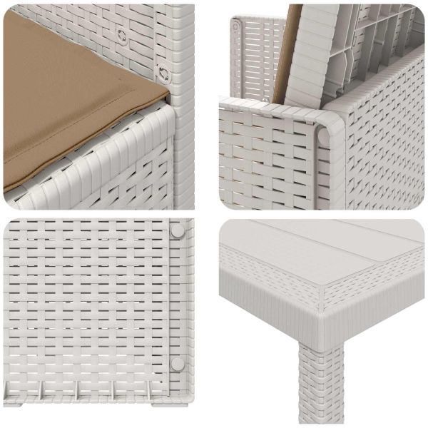 Комплект за хранене в градината 7 pcs Бяло и таупе ПП