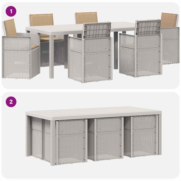 Комплект за хранене в градината 7 pcs Бяло и таупе ПП