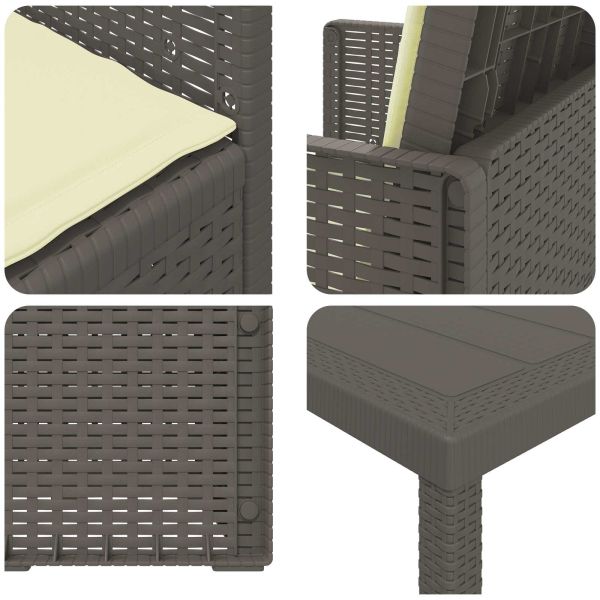 Комплект за хранене в градината 7 pcs Светло сиво и Кремаво ПП