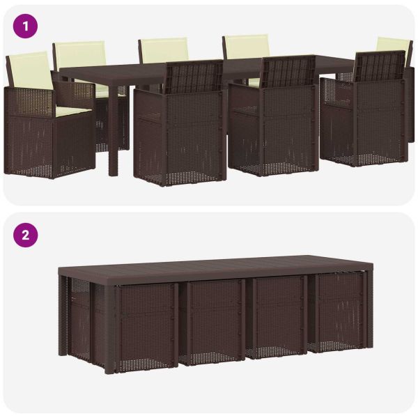 Комплект за хранене в градината 9 pcs Кафяво и кремаво ПП