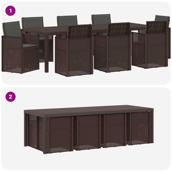 Комплект за хранене в градината 9 pcs Кафяво и антрацит ПП