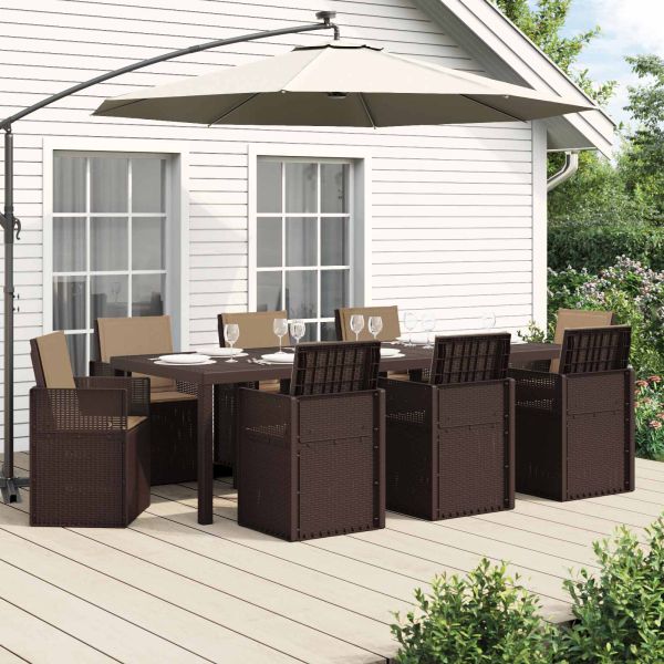 Комплект за хранене в градината 9 pcs Кафяво и таупе ПП