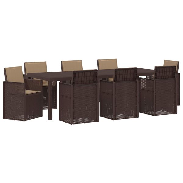 Комплект за хранене в градината 9 pcs Кафяво и таупе ПП