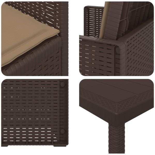 Комплект за хранене в градината 9 pcs Кафяво и таупе ПП