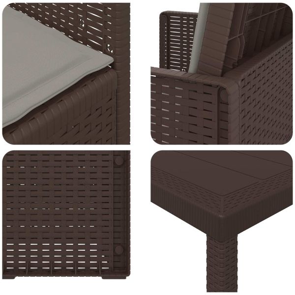 Комплект за хранене в градината 9 pcs Кафяво и светлосиво ПП