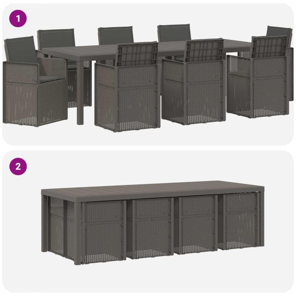 Комплект за хранене в градината 9 pcs Светлосиво и антрацит ПП