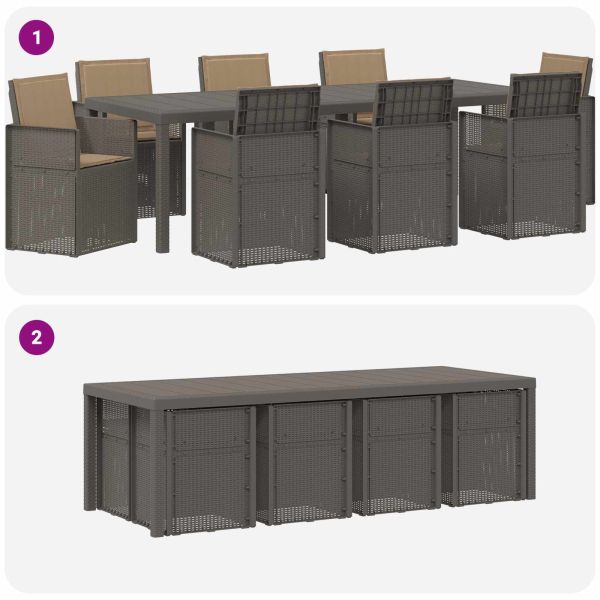 Комплект за хранене в градината 9 pcs Светлосиво и Таупе ПП