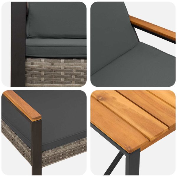 Комплект за външни мебели 4 pcs Сив и тъмен сив полиратан