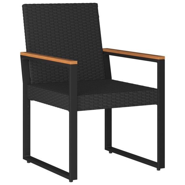 Комплект за външни мебели 3 pcs Черно и кремаво бяло полиратан