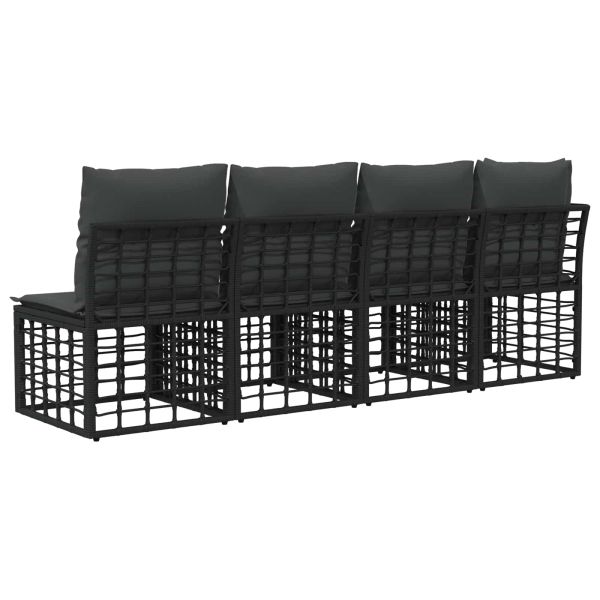 Диван за градина с 4 места и лява ръка 4 pcs 4-Брой места Черно