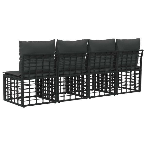 4-местен градински диван без ръкави 4 pcs 4-Брой места Черно