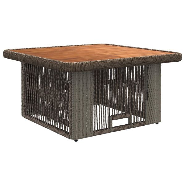 Комплект за хранене в градината 3 pcs Сив и тъмен сив полиратан