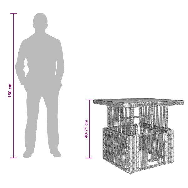 Комплект за хранене в градината 3 pcs Сив и тъмен сив полиратан
