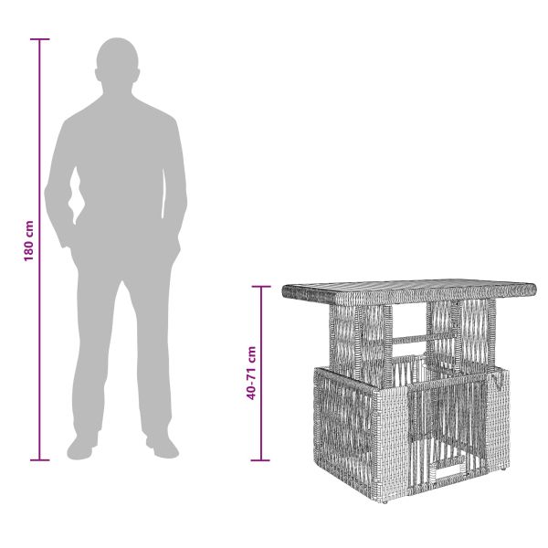 Комплект за хранене в градината 3 pcs Бежов и кремав полиратан