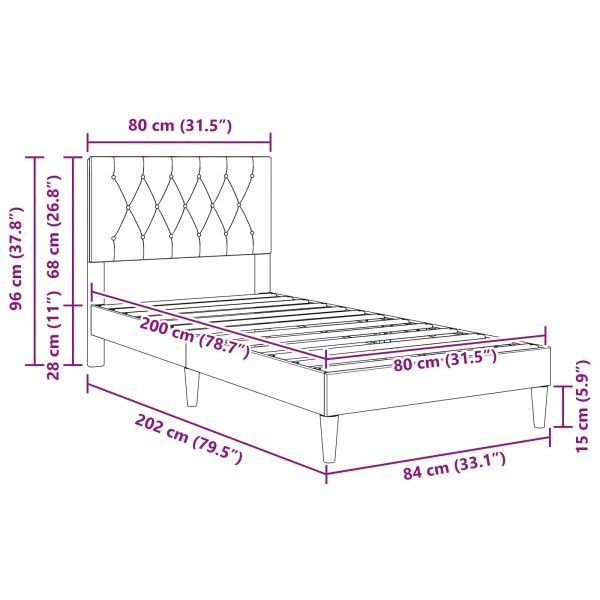 Рамка за легло с таблото Тъмносиво 80 x 200 cm Кадифе
