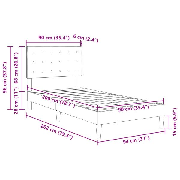 Рамка за легло с таблото Черно 90 x 200 cm Текстил