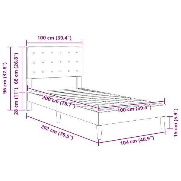 Рамка за легло с таблото Черно 100 x 200 cm Текстил