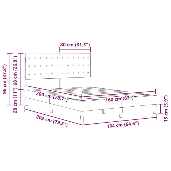 Рамка за легло с таблото Тъмнозелено 160 x 200 cm Текстил