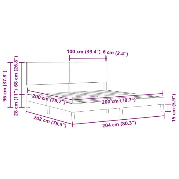 Рамка за легло с таблото Тъмносиво 200 x 200 cm Текстил