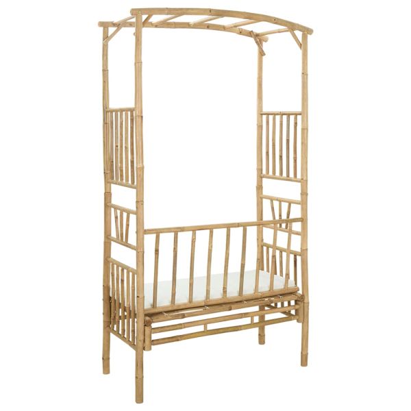 Градинска арка с пейка Естествен 115 x 50 x 205 см Бамбук