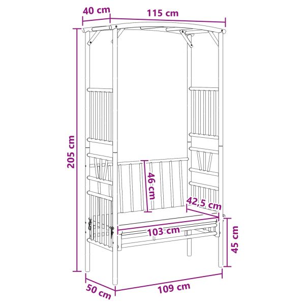 Градинска арка с пейка Естествен 115 x 50 x 205 см Бамбук