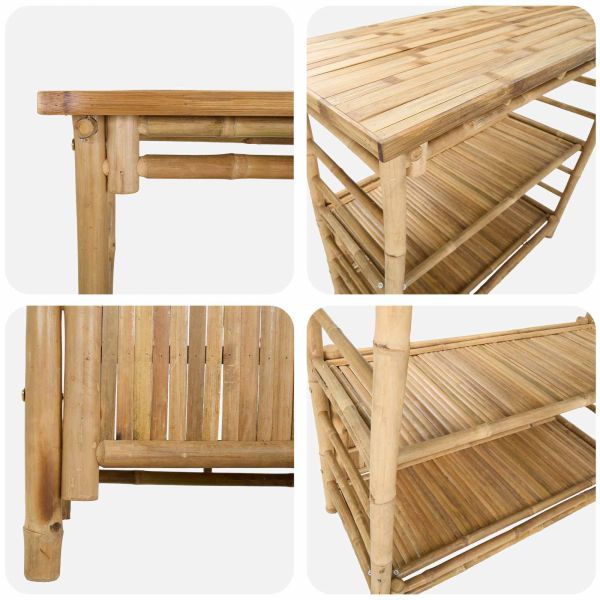 Външна бар маса с рафт Естествен 110 x 50 x 105 см Бамбук