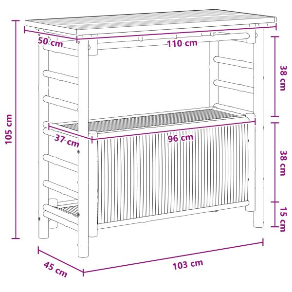 Външна бар маса с рафт Естествен 110 x 50 x 105 см Бамбук