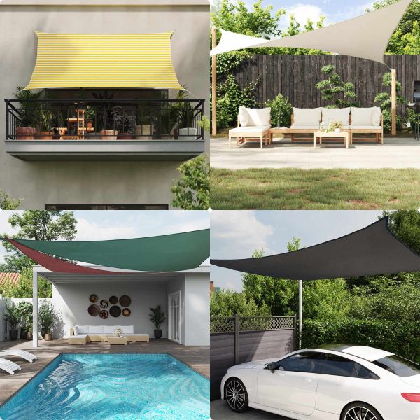 Слънчево платно за сянка Жълт и бял 6 x 6 m