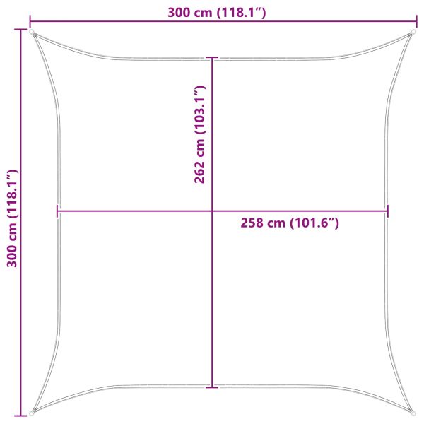 Слънчево платно за сянка Синьо и бяло 3 x 3 m