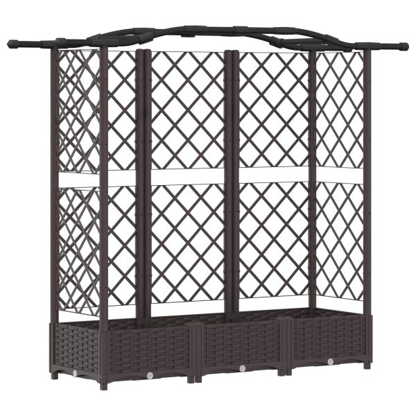 Повдигнато легло с решетка и покривка Кафяво 163 x 40 x 126 см