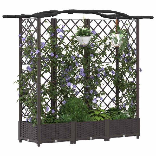 Повдигнато легло с решетка и покривка Кафяво 163 x 40 x 126 см