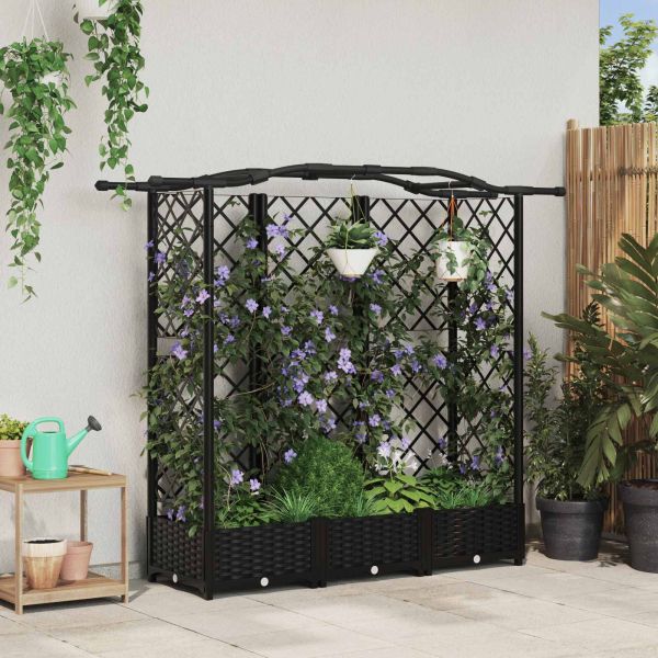 Повдигнато легло с решетка и покривка Черен 163 x 40 x 126 см
