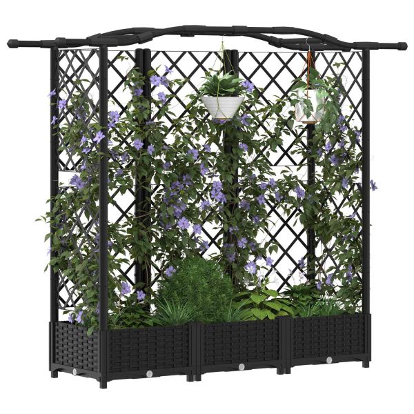Повдигнато легло с решетка и покривка Черен 163 x 40 x 126 см