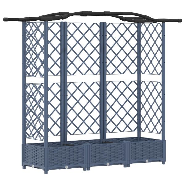 Повдигнато легло с решетка и покривка Сив 163 x 40 x 126 см ПП
