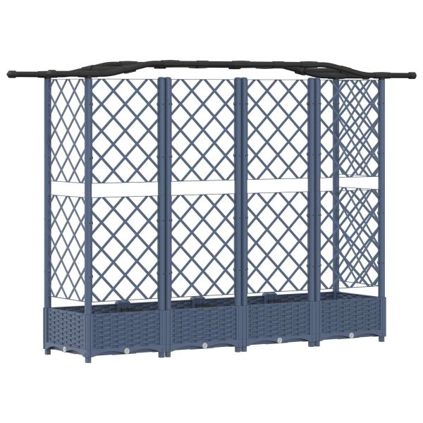 Повдигнато легло с решетка и покривка Сив 203,5 x 40 x 125 см
