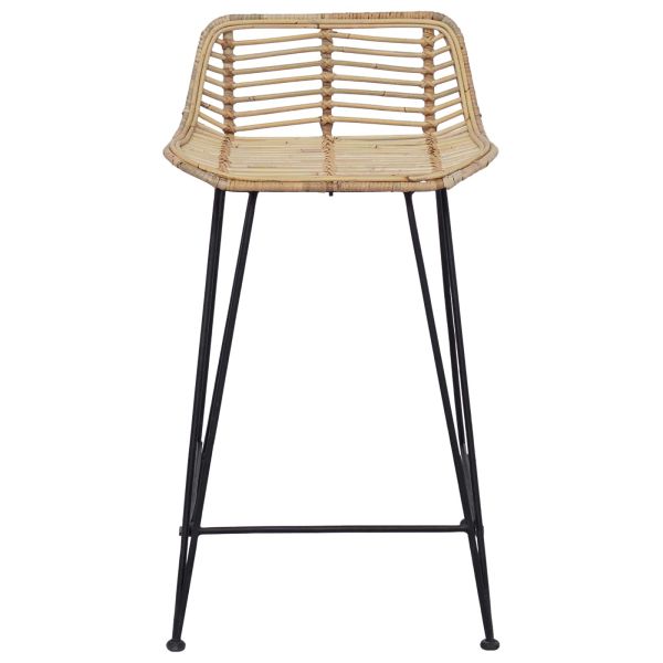 Бар стол 2 pcs Натурално 44 x 45 x 76 см Ратан и стомана