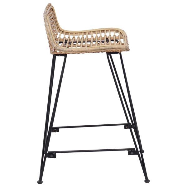 Бар стол 2 pcs Натурално 44 x 45 x 76 см Ратан и стомана