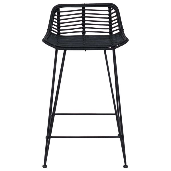 Бар стол 2 pcs Черно 44 x 45 x 76 см Ратан и стомана