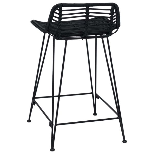 Бар стол 2 pcs Черно 44 x 45 x 76 см Ратан и стомана