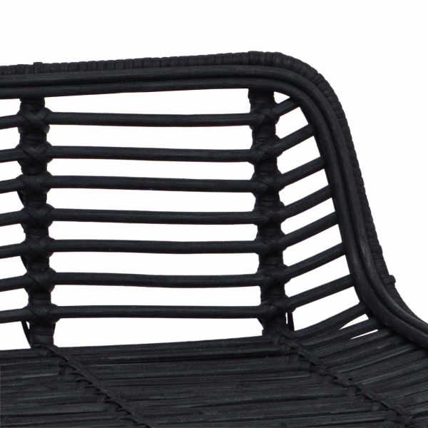 Бар стол 2 pcs Черно 44 x 45 x 76 см Ратан и стомана